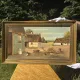 Vintage Oil Painting - Sunlit Farmyard with Chickens