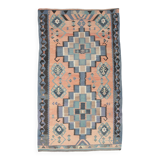Faded Blue & Soft Peach Long Wide Handmade Kilim Rug, 168x296 Cm