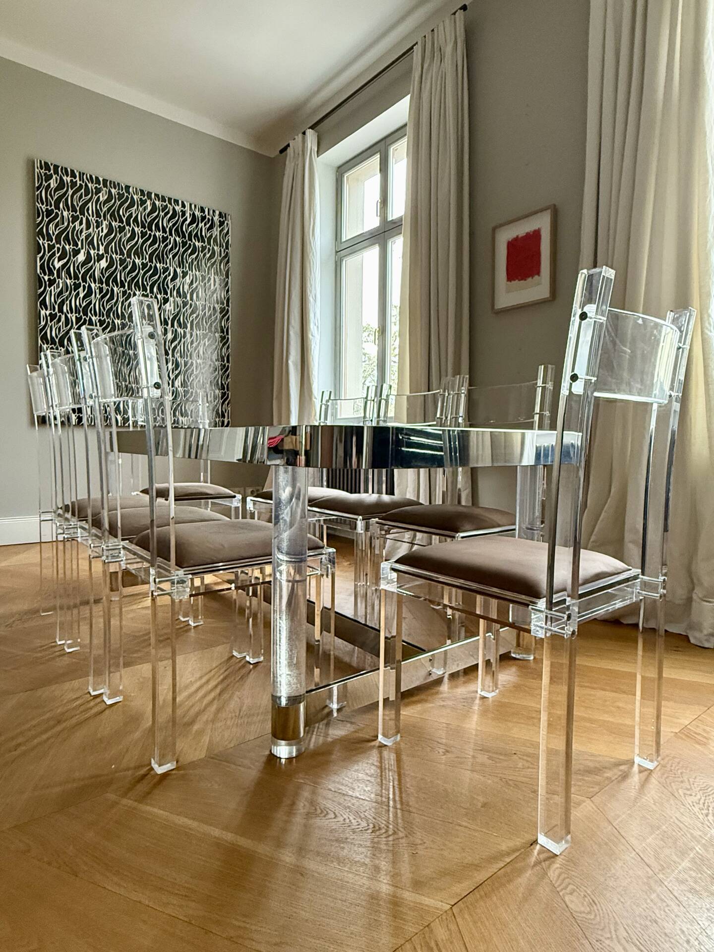1970s dining room set in plexiglass, chrome and glass – ta