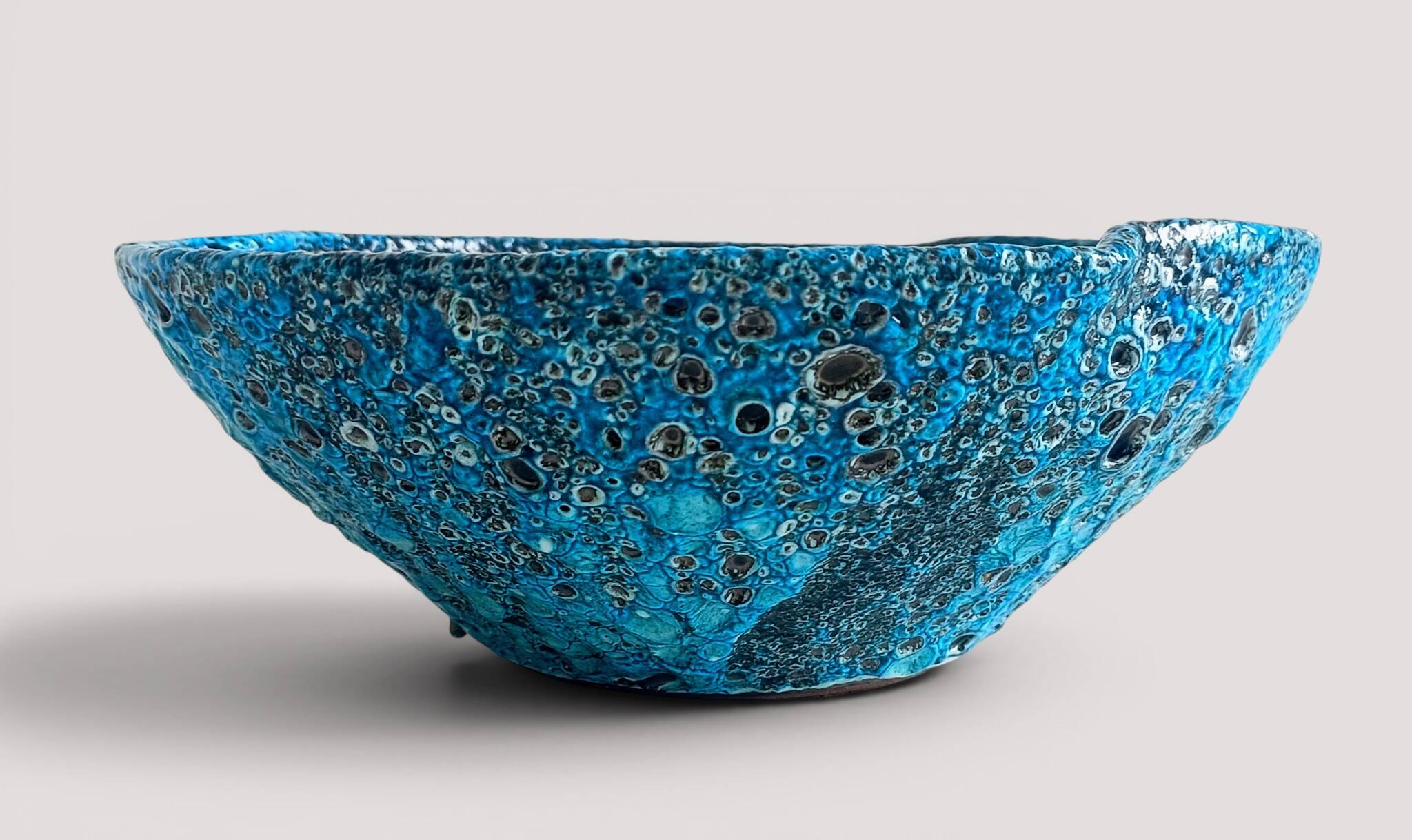 Turquoise ceramic fruit bowl by Charles Cart Vallauris, circa the 1960s.
