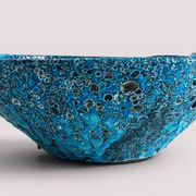 Turquoise ceramic fruit bowl by Charles Cart Vallauris, circa the 1960s.