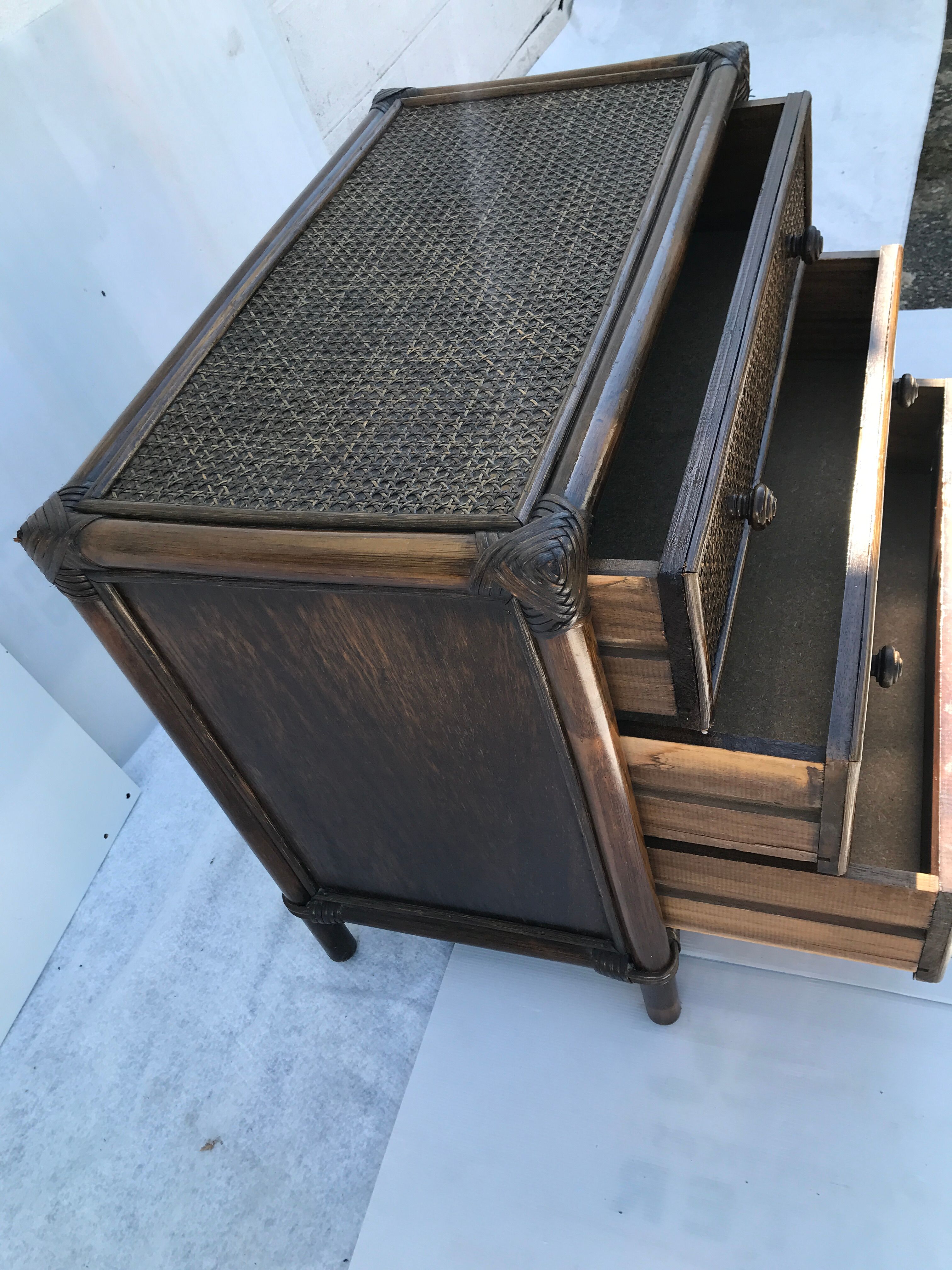 Rattan chest of drawers and canning 60s-70s