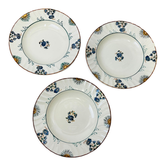 3 old hollow plates Longwy soup