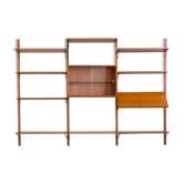 Danish mid century teak wall unit with magazine shelf and glass cabinet 1960/70s