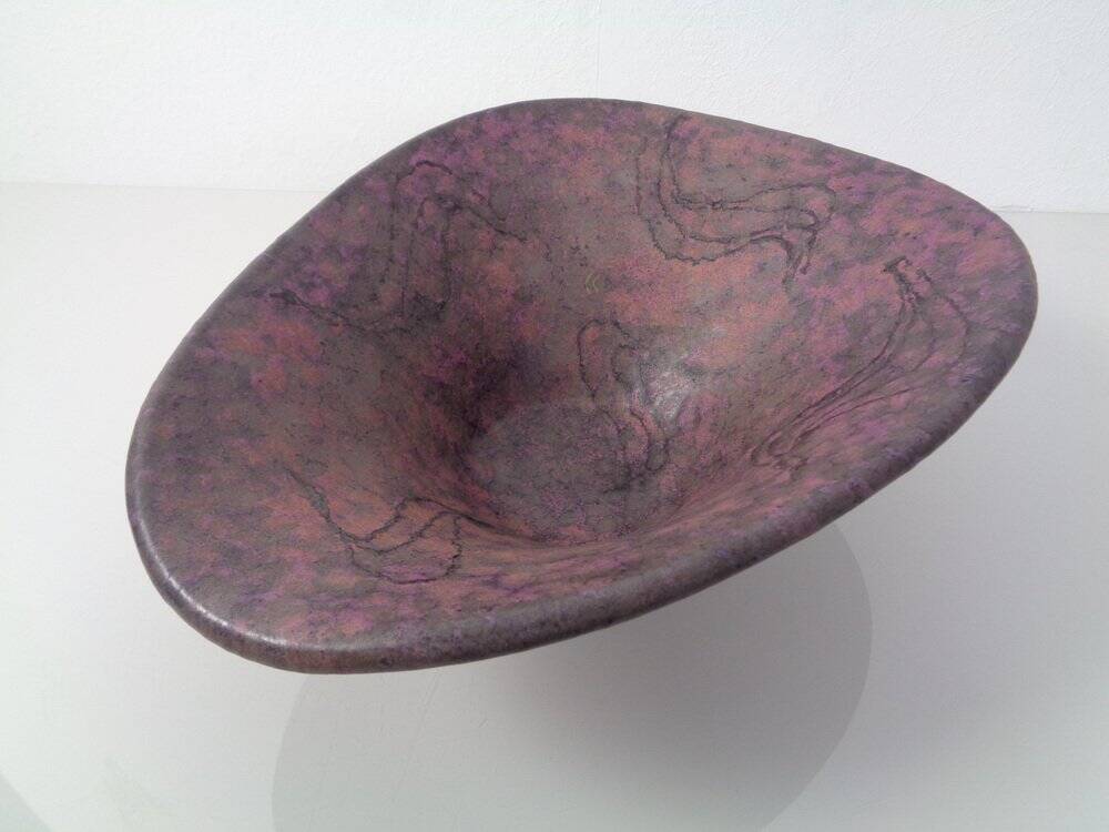 Large Purple & Black 704 Ruscha Art Ceramic Bowl, Germany, 1960s