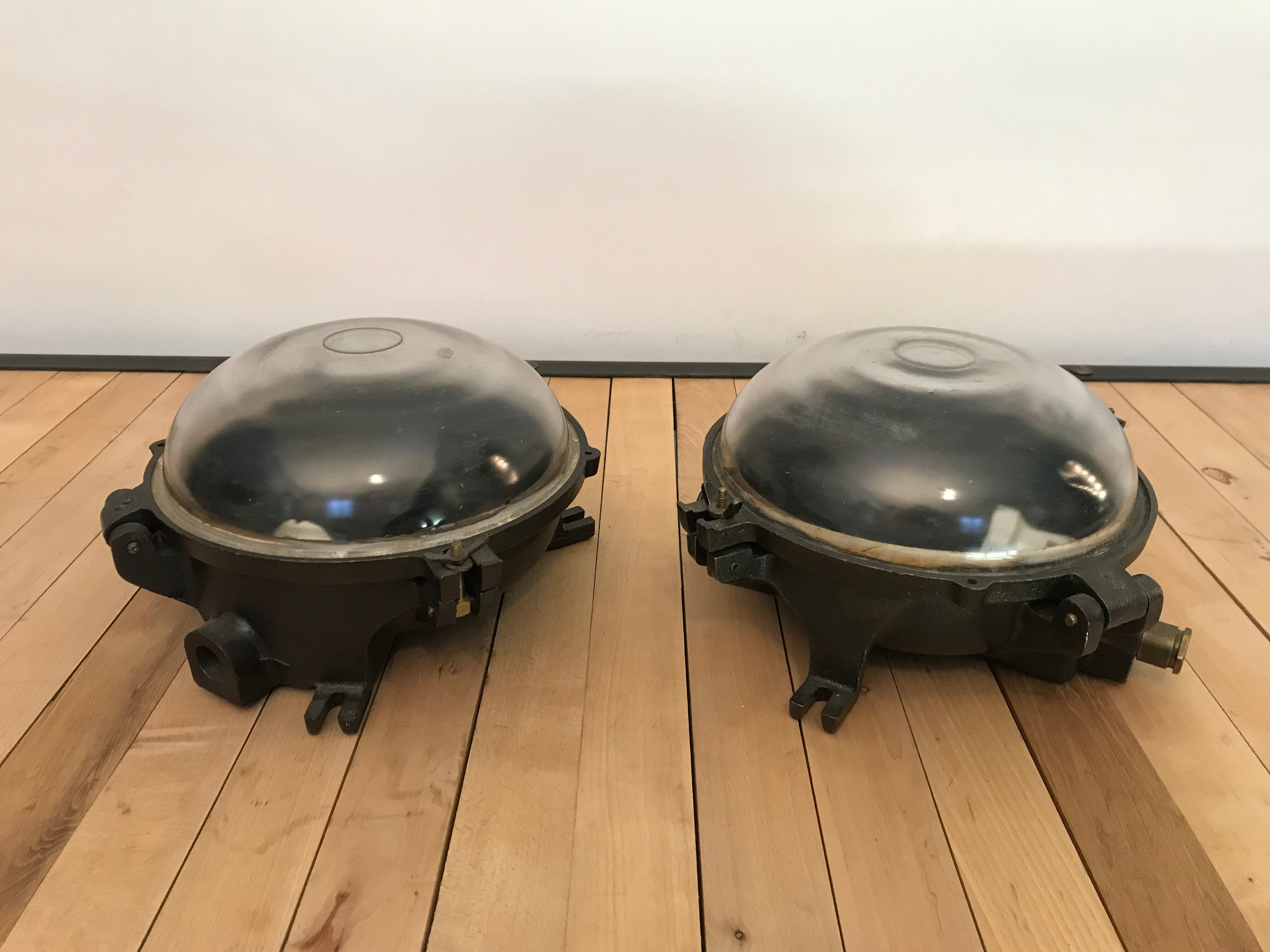 Pair old wall lamps ceiling porthole factory
