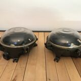 Paire anciennes appliques plafonnier hublot usine