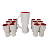 Jug and 12 ceramic cups model 1059 by Pol Chambost from around 1950.