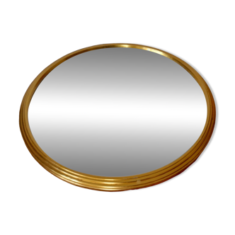 Art Deco round gold mirror tray