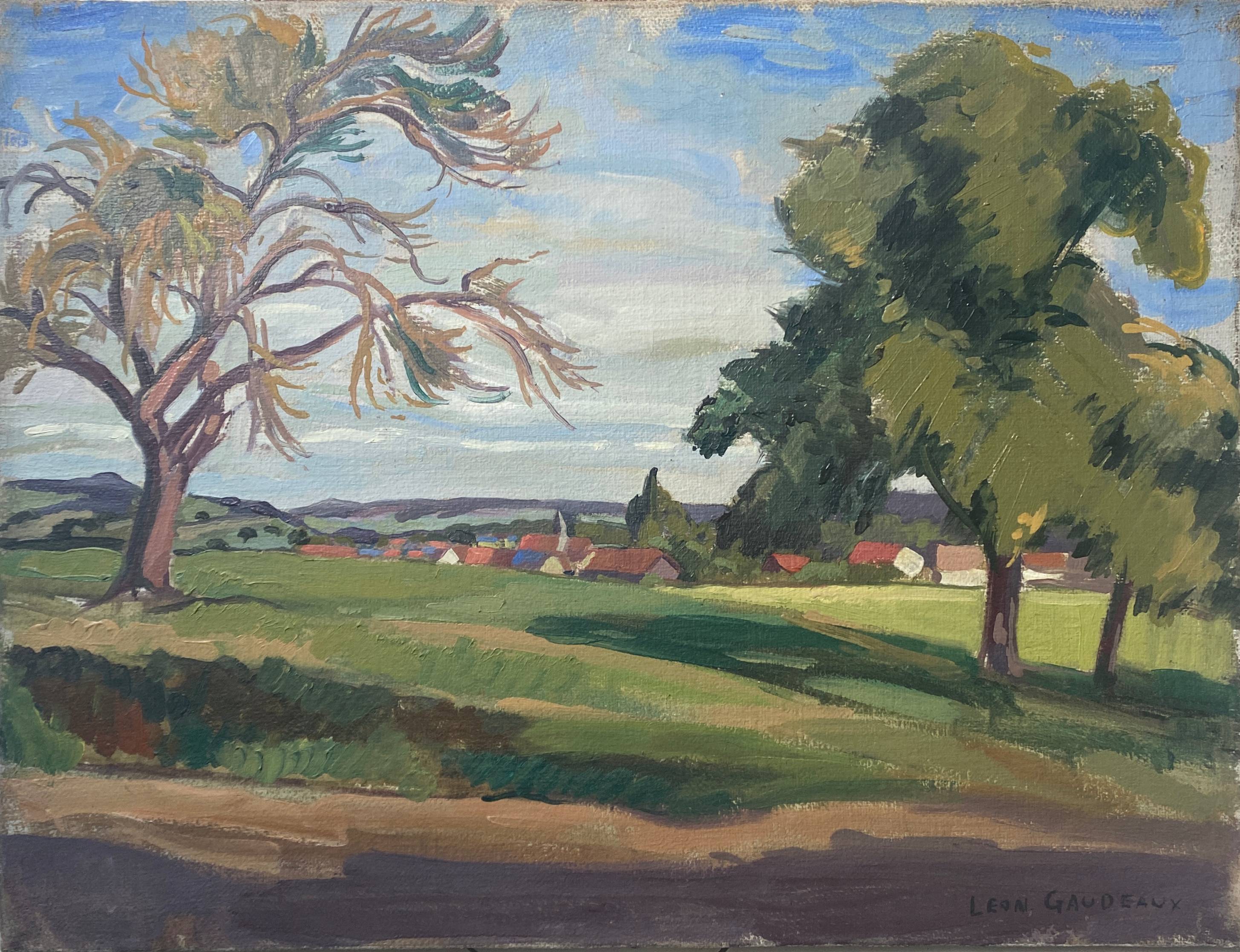HST painting "Landscape in Jouy sur Eure" by Léon Gaudeaux (1893 / 1947)