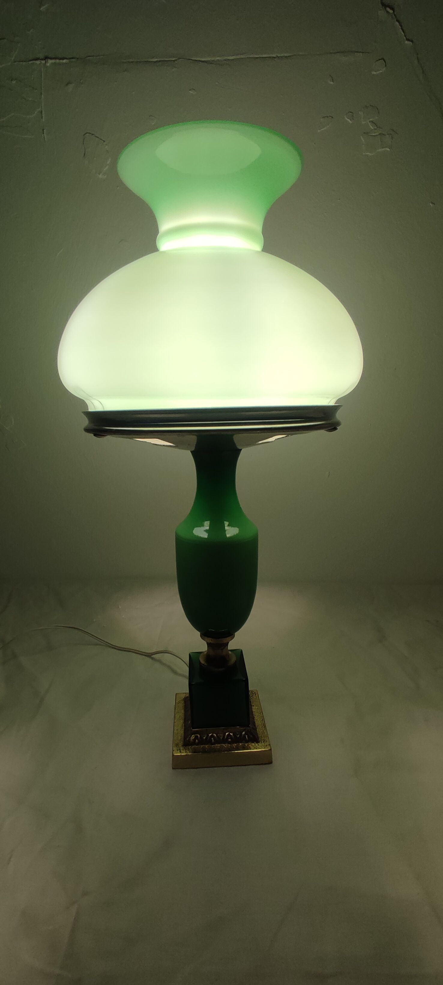 Glass and bronze table lamp, Spain, 1950