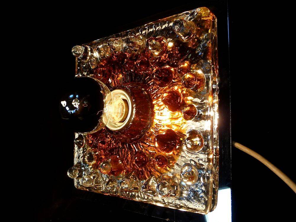 Murano glass & chromed metal wall lamp attributed to  Mazzega Italy 1960s