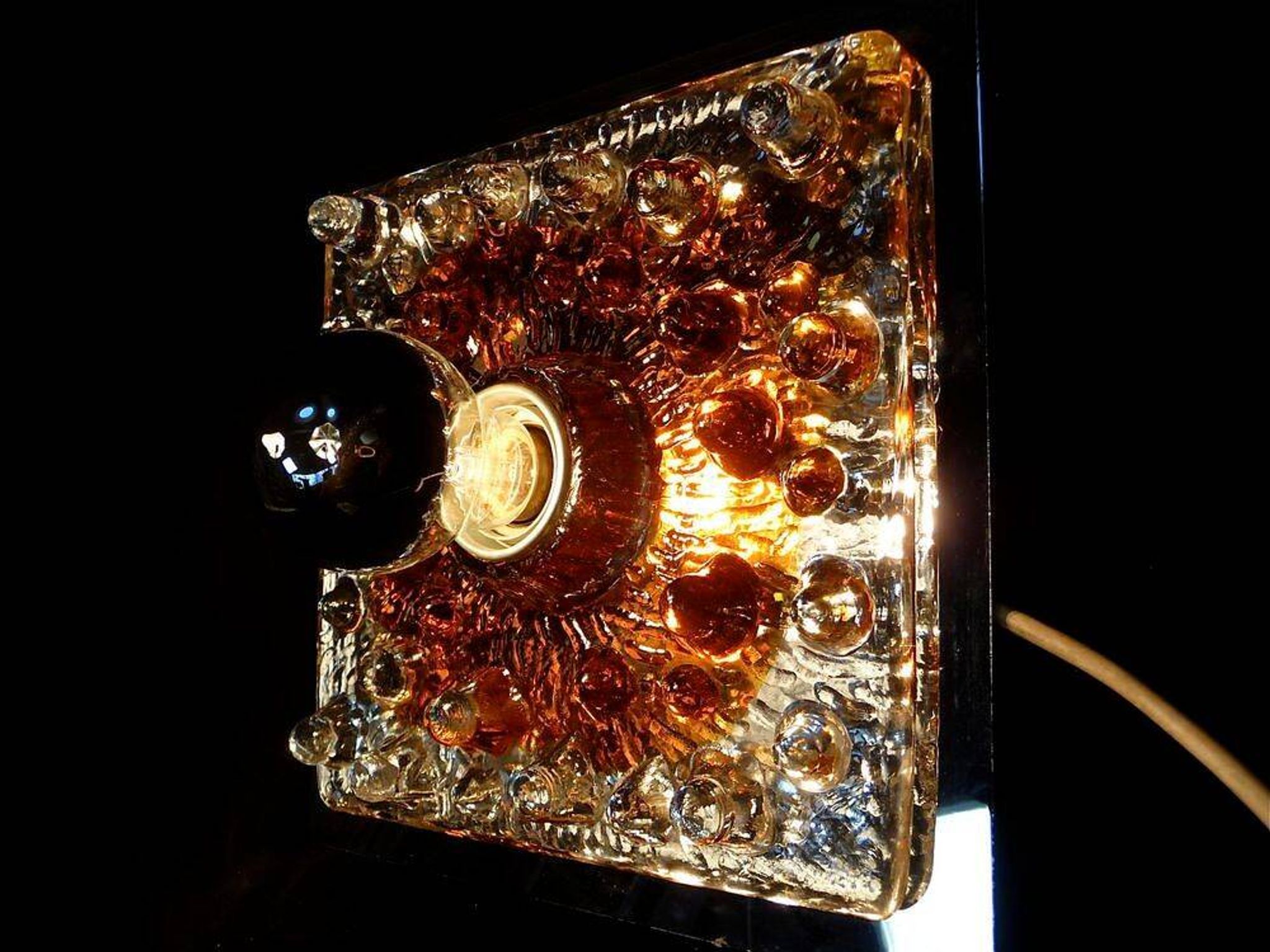 Murano glass & chromed metal wall lamp attributed to  Mazzega Italy 1960s