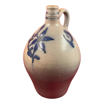 old jug, potiche in sandstone of alsace floral decoration h 36 cm