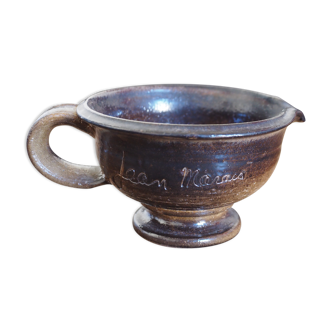 Pot with handle and ceramic spout, signed Jean Marais