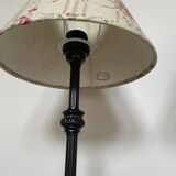 Pair of metal table lamps and shabby chic lampshade