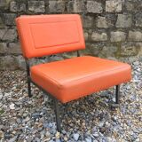 Chauffeuse années 70 orange Henri Julien