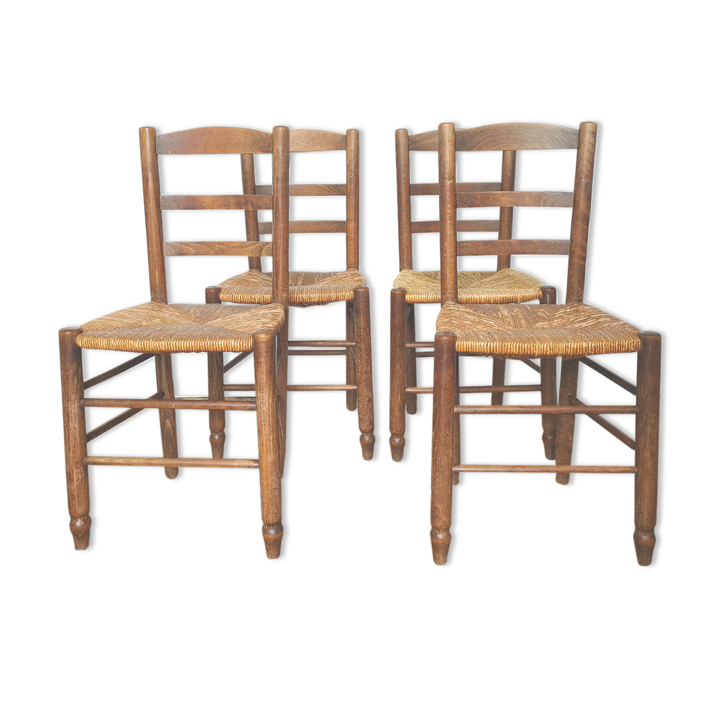 Set of four mulched vintage chairs