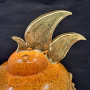 Gérard Crociani soup tureen in orange zoomorphic ceramic French gilded with fine gold Vallauris