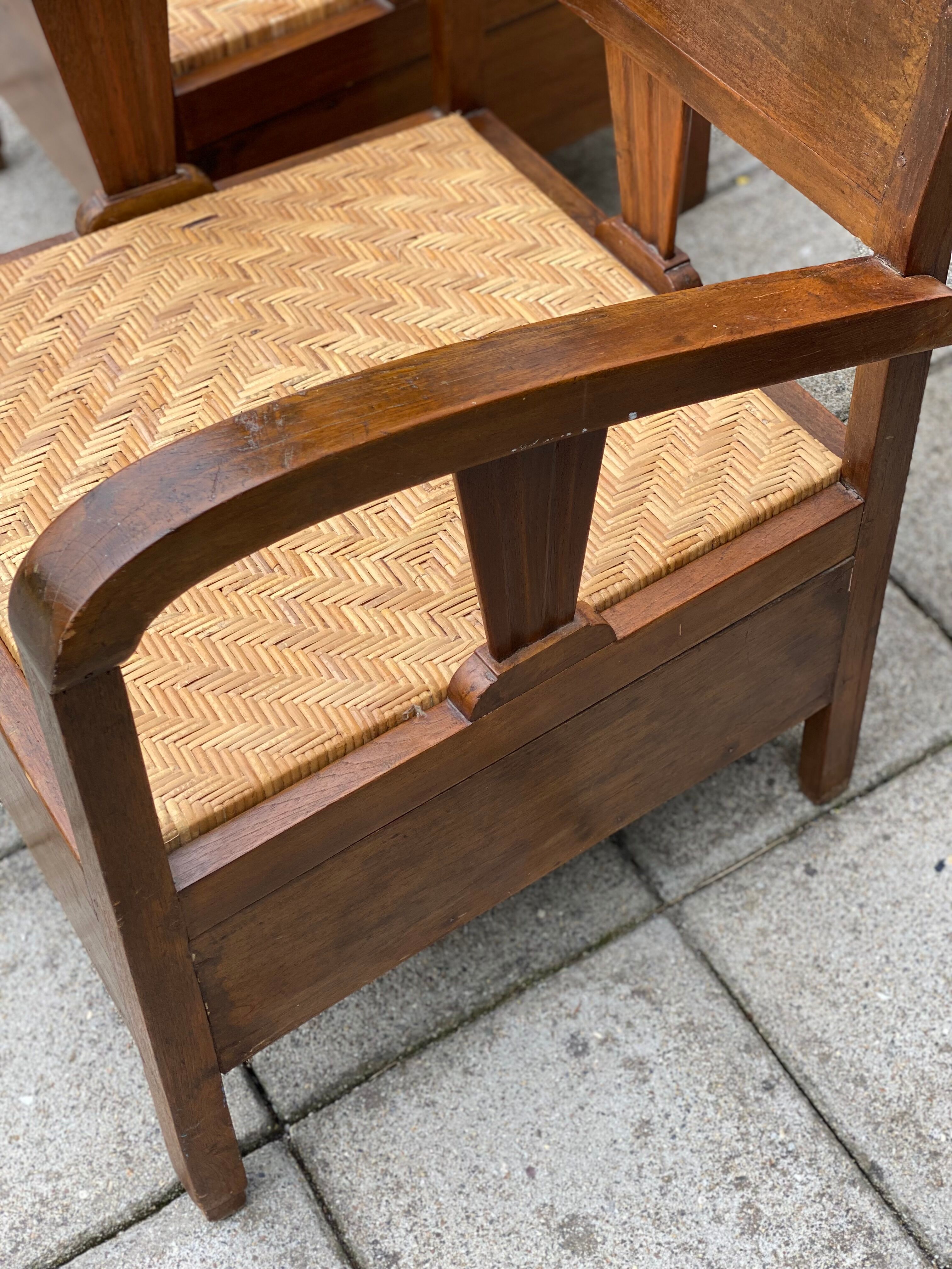 Oak Bamboo Seat Colonial Chairs