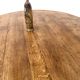 Modernist round table, solid oak, cylindrical pine base, DLG Perrian.