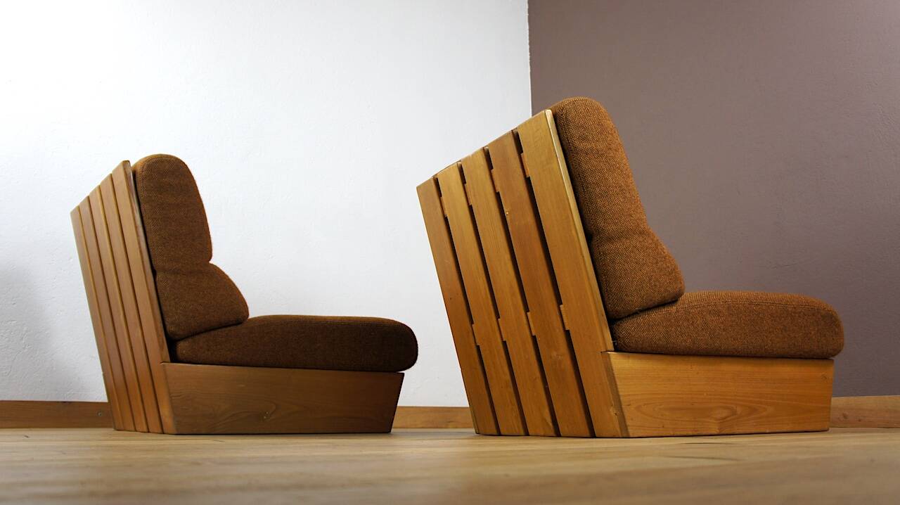 Pair of Vintage 1960s/1970s Free-Form Blonde Wood Armchairs
