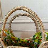Panier en osier années 70