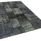 Handmade turkish overdyed 171 cm x 246 cm black patchwork rug
