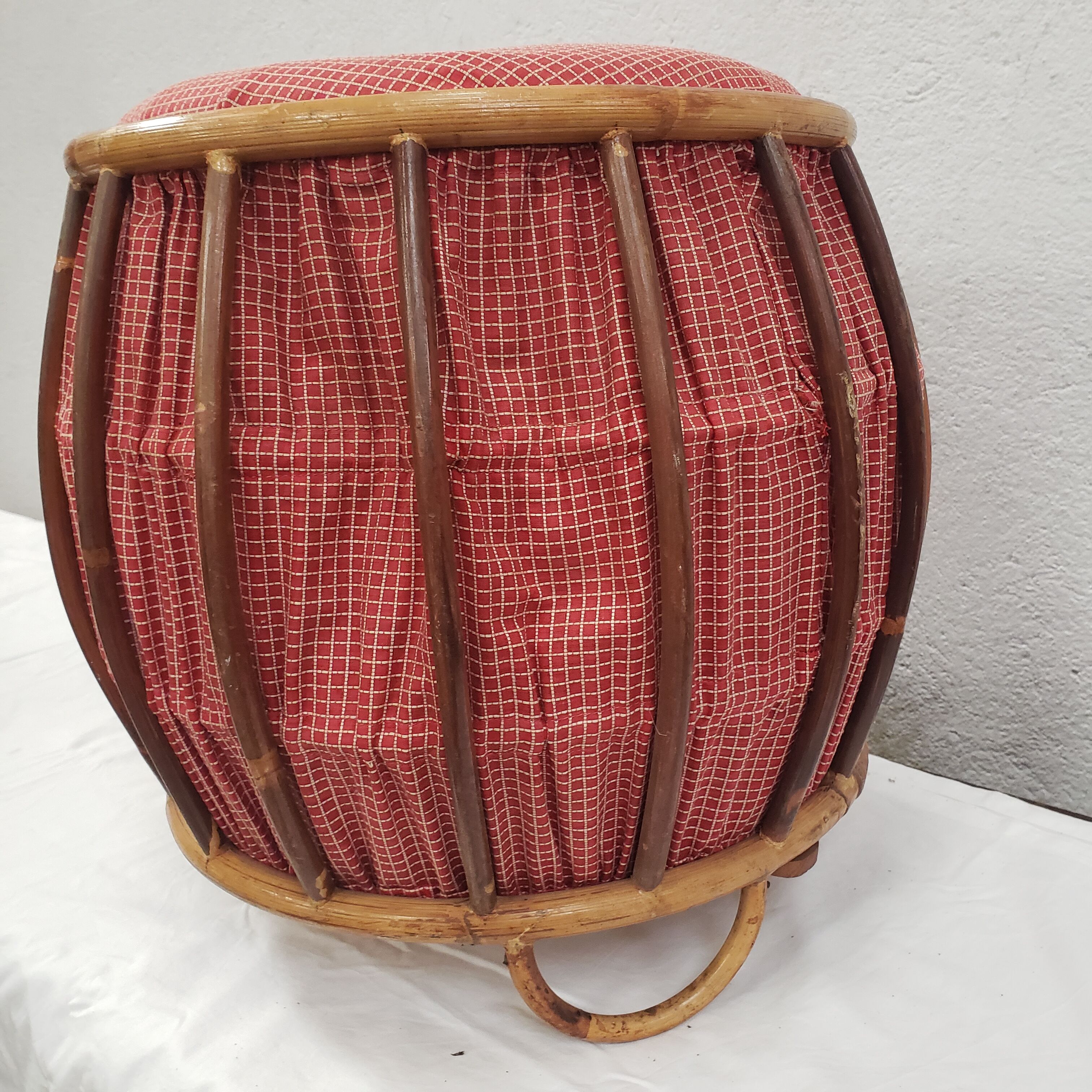Vintage rattan stool / ottoman
