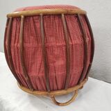 Tabouret / pouf en rotin vintage