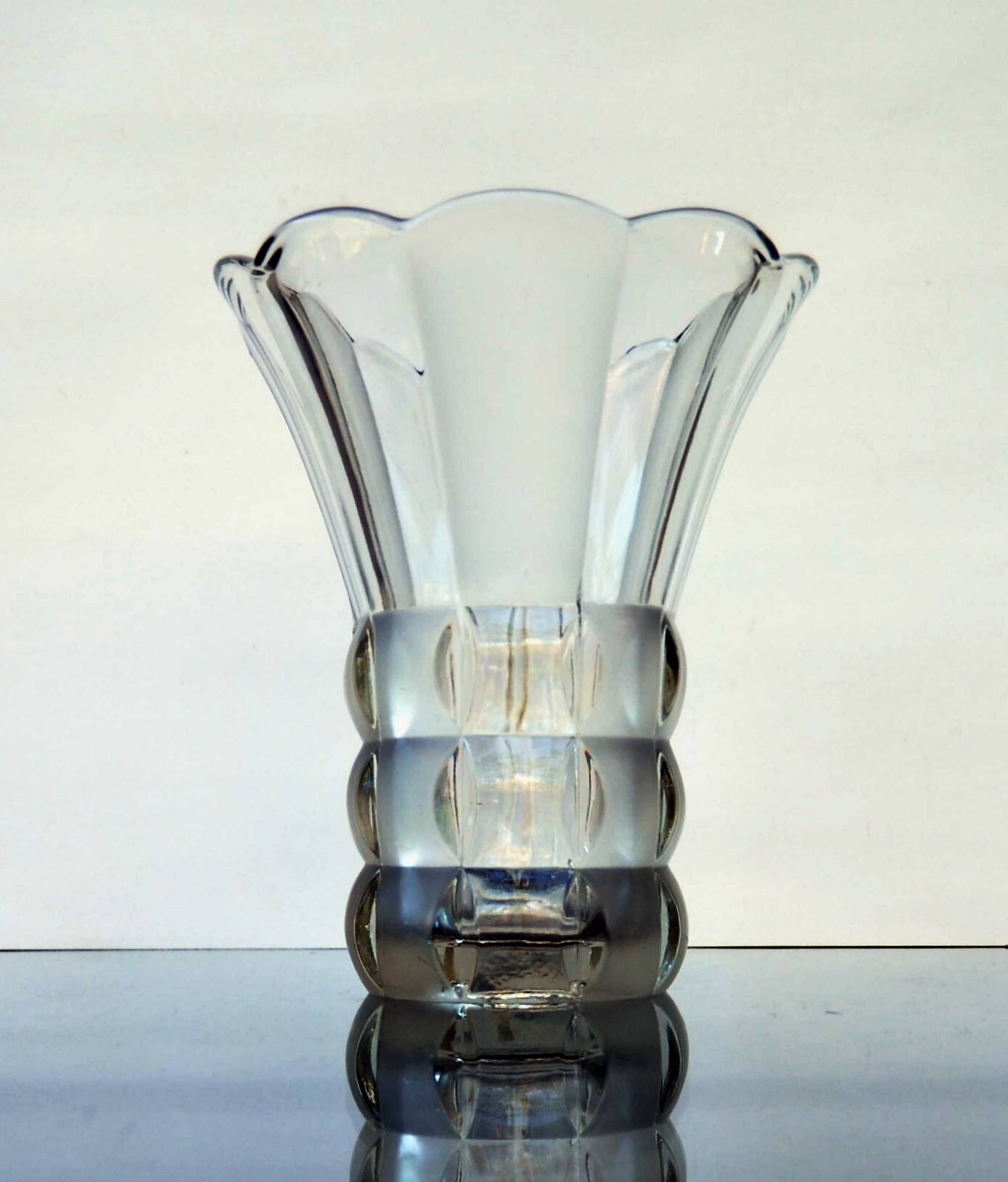 Art Deco Made in Czehoslovakia  Satin and Clear Glass - 22 cm tall