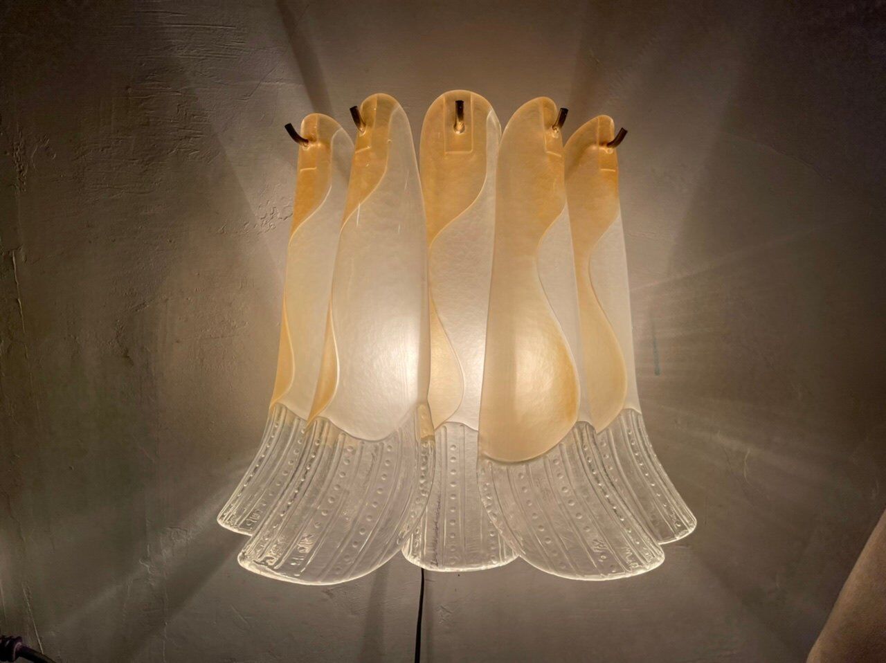 Mid-Century Italian Murano Glass Wall Lights, Set of 2