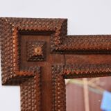 Super Large Framed Mirror Tramp Art