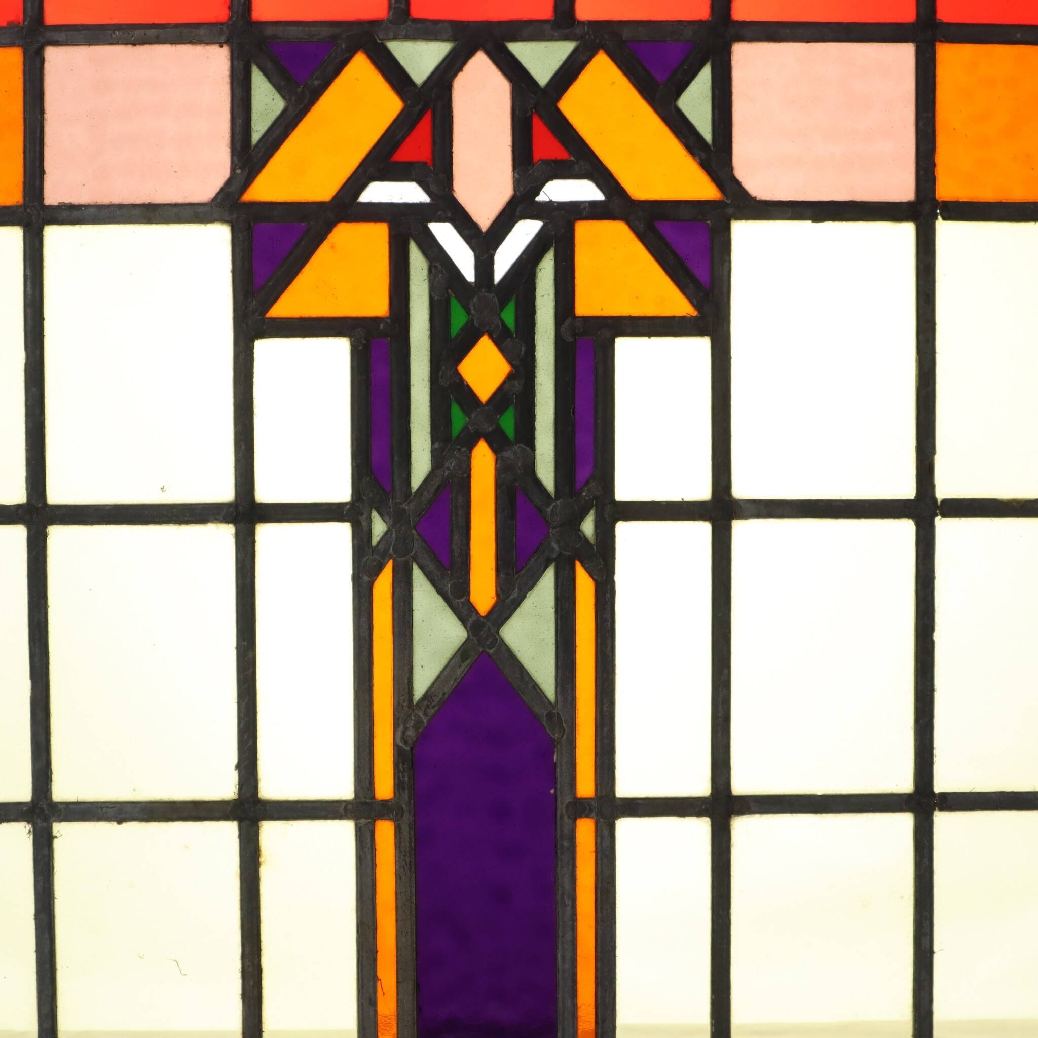 Colorful Amsterdam School Stained Glass Window – Art Deco