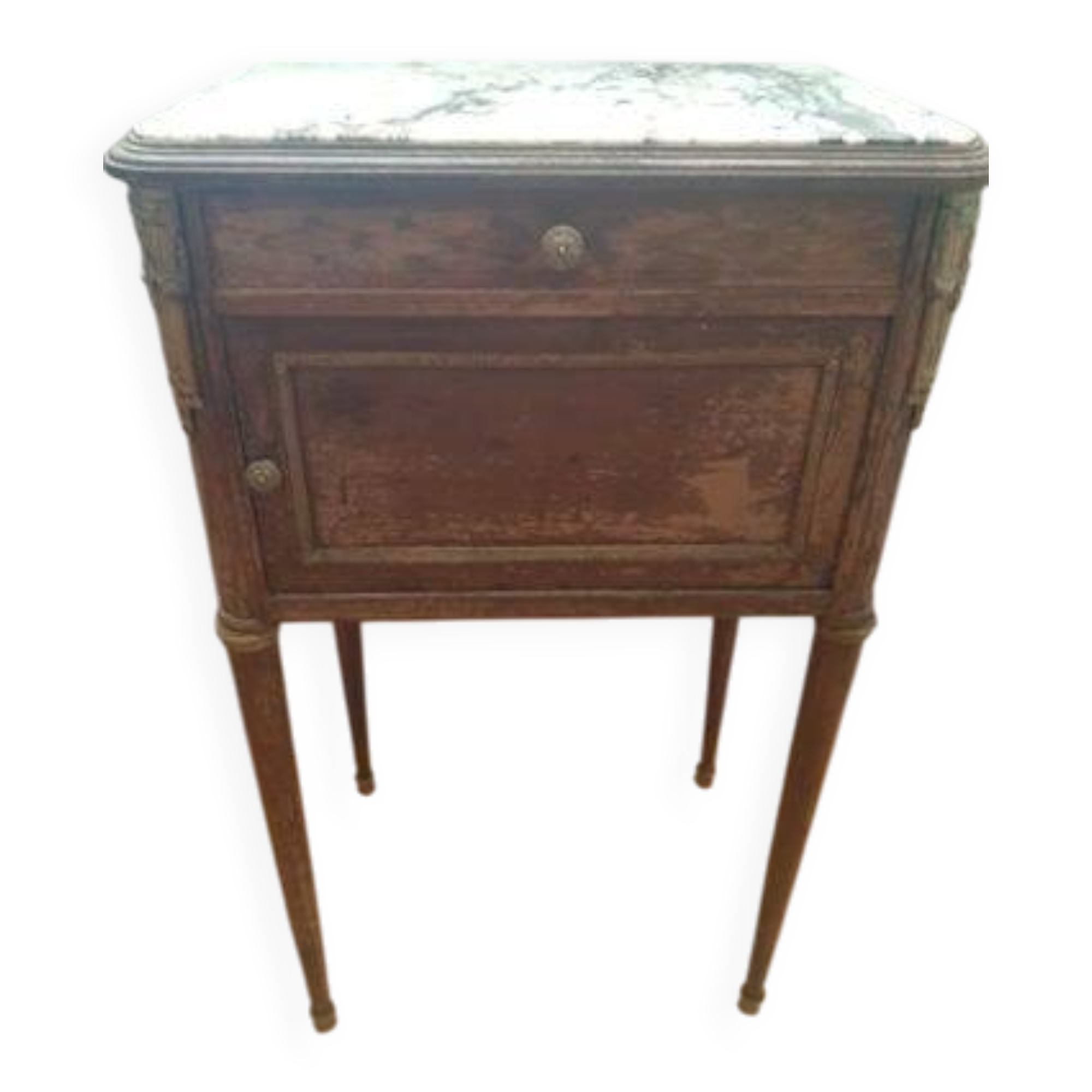 Wood and marble bedside table