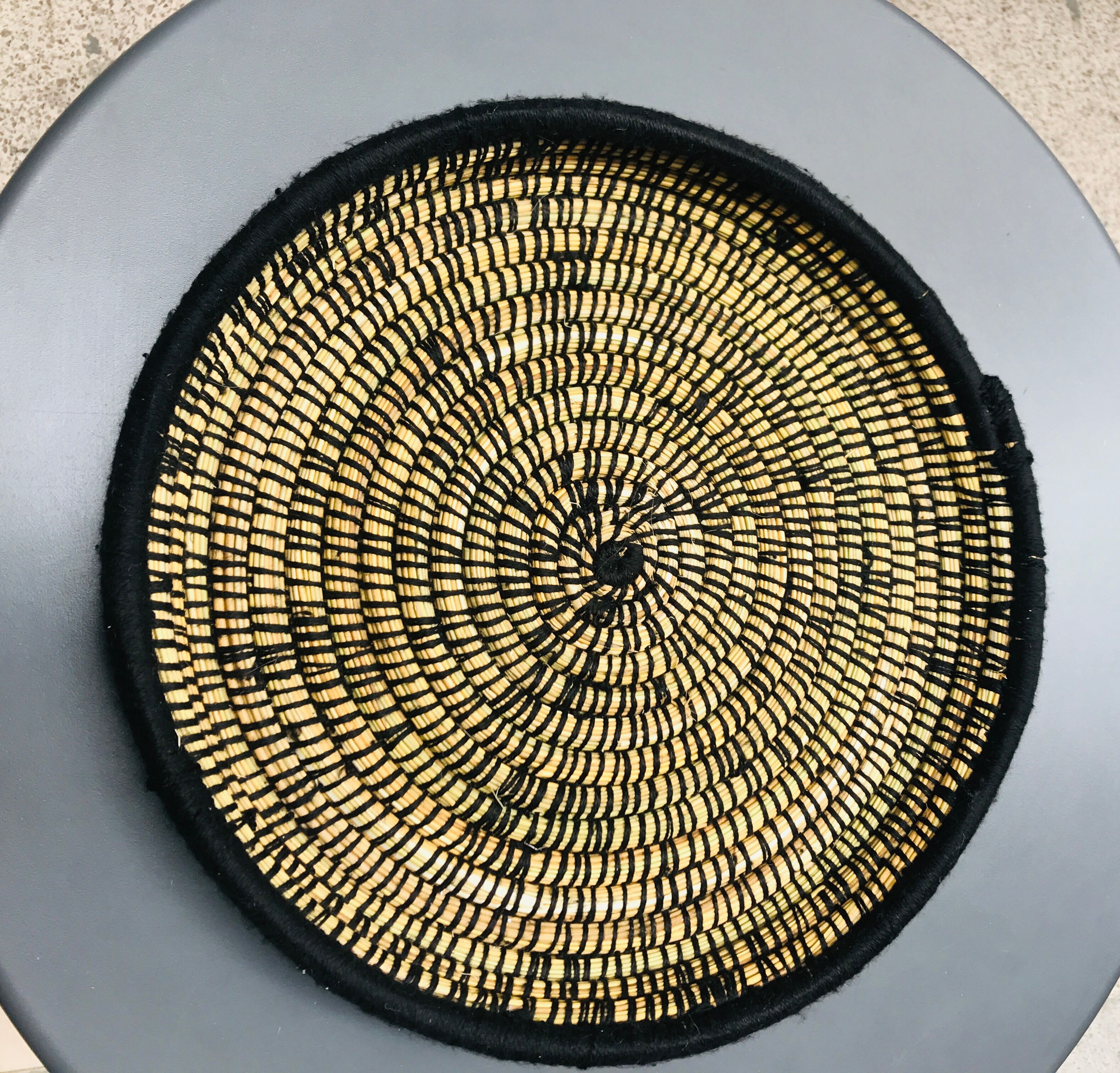 Berber ethnic basket casa black wool