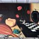 Oil painting on canvas still life with chessboard