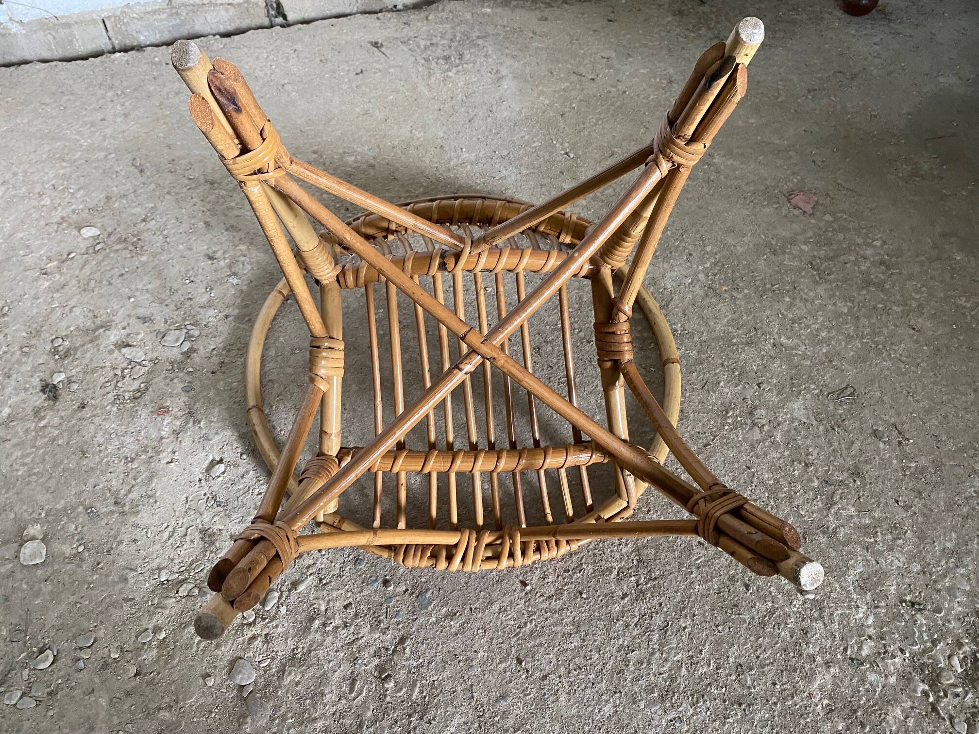 Fauteuil enfant vintage en rotin années 1960