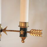 Interesting wall lamp with arrow decoration, modernist, 1950 solid brass