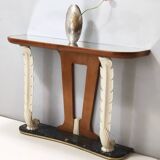 Console en bois avec plateau miroir, style Osvaldo Borsani, Italie