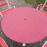Garden furniture cast iron table and Tolix armchairs