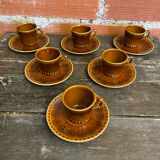 Set of 6 cups and saucers digoin colorado model vintage beige ceramic