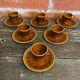 Set of 6 cups and saucers digoin colorado model vintage beige ceramic