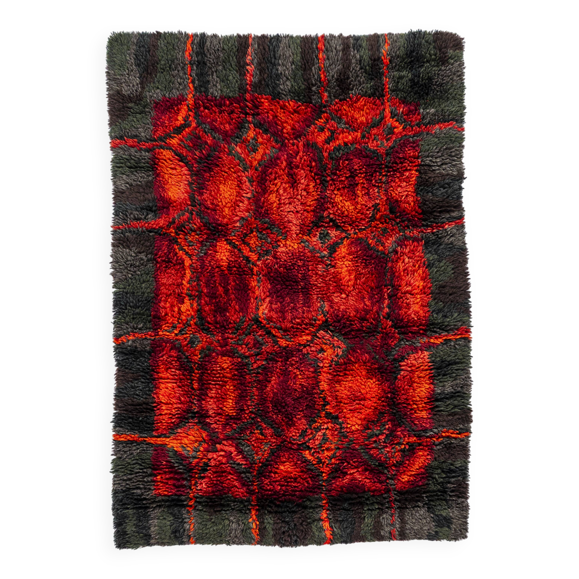 Tapis ryijy moderne scandinave du XXe siècle par Helena Koskivaara. 160X109