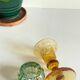 Bougeoirs vintage en verre teinté