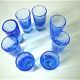 Suite of 8 blue glasses Myosotis