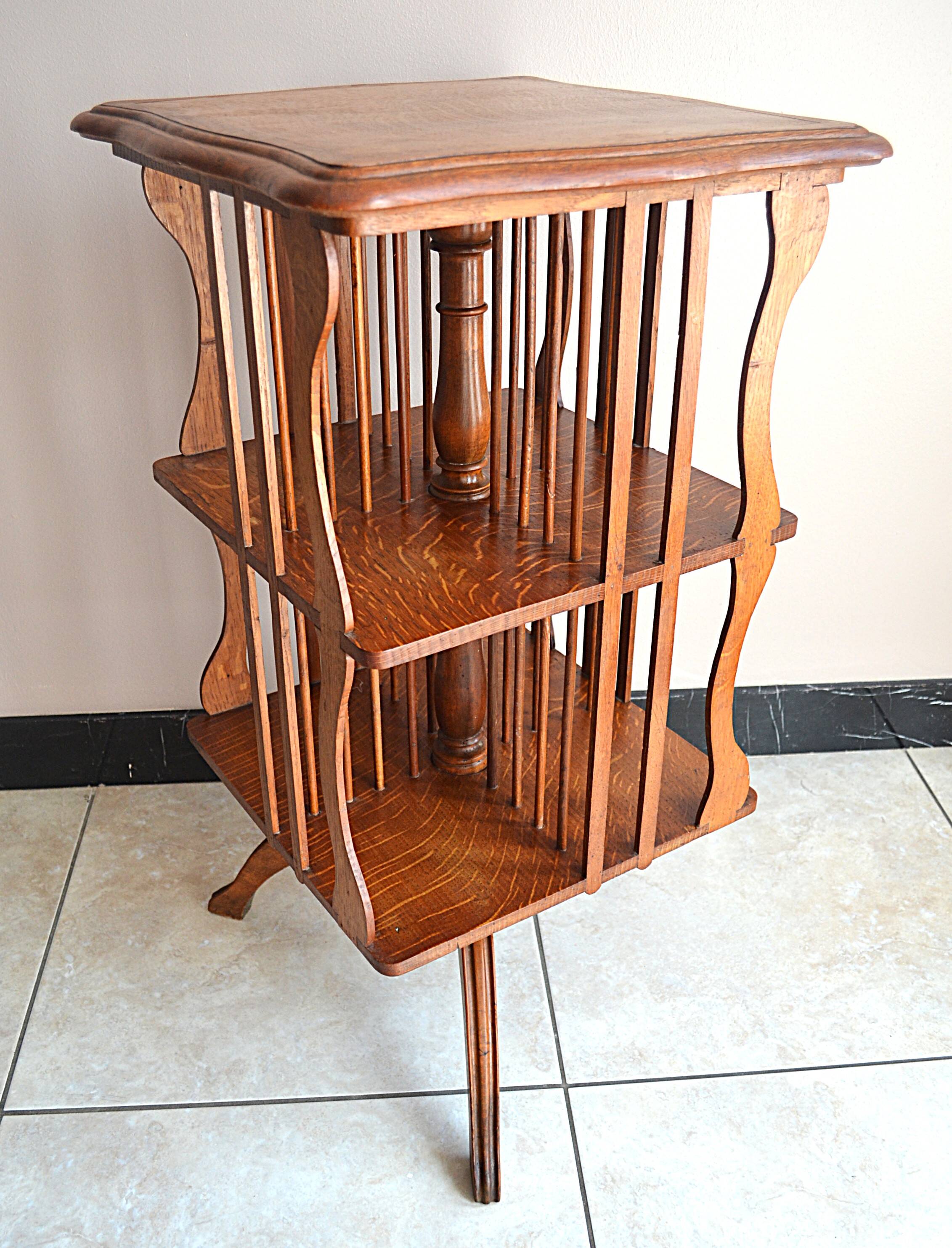 Antique Solid Wood Revolving Bookcase