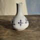 Small vintage white soliflore vase with blue geometric patterns H12