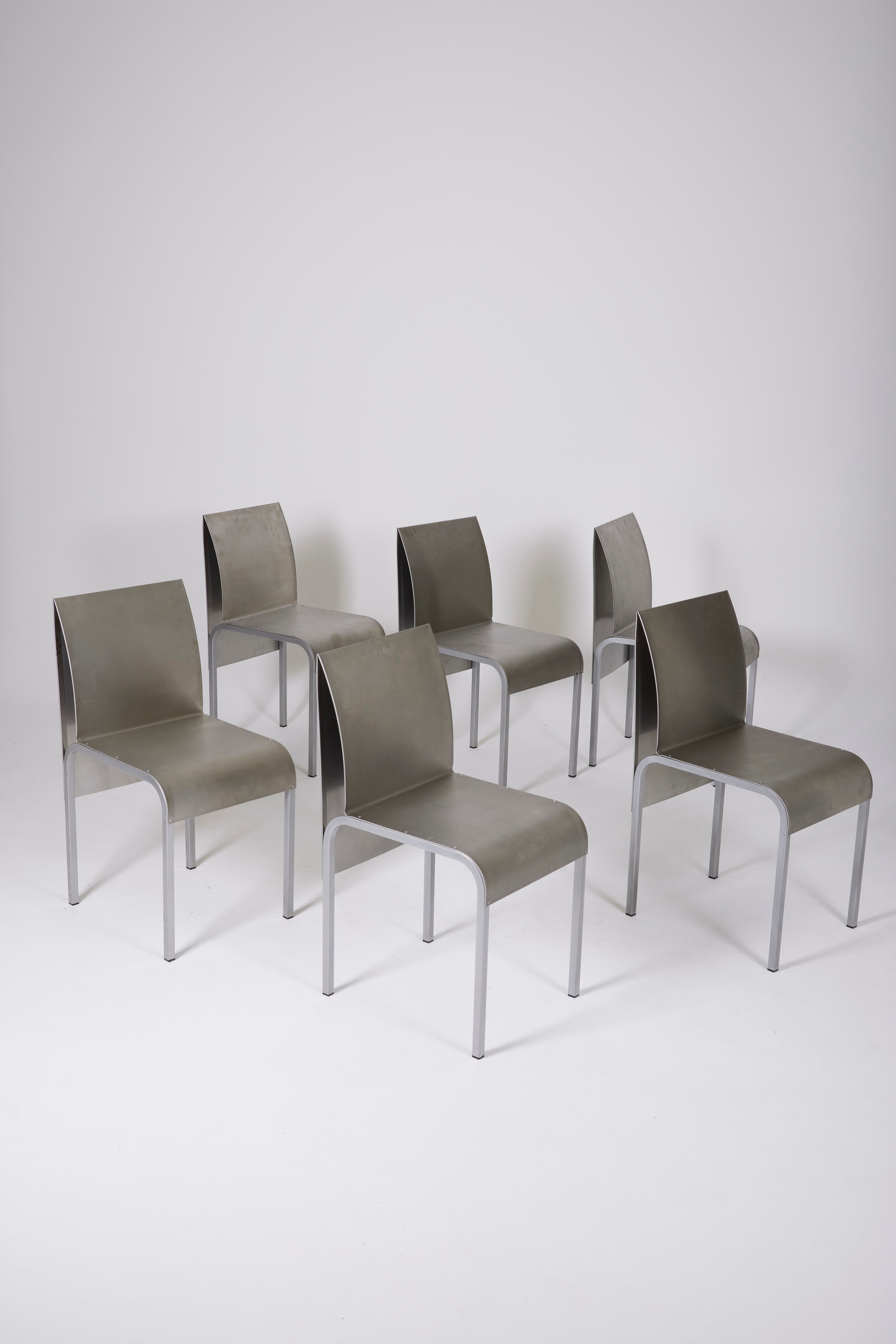 Ensemble de chaises en aluminium, Belgique 1980s
