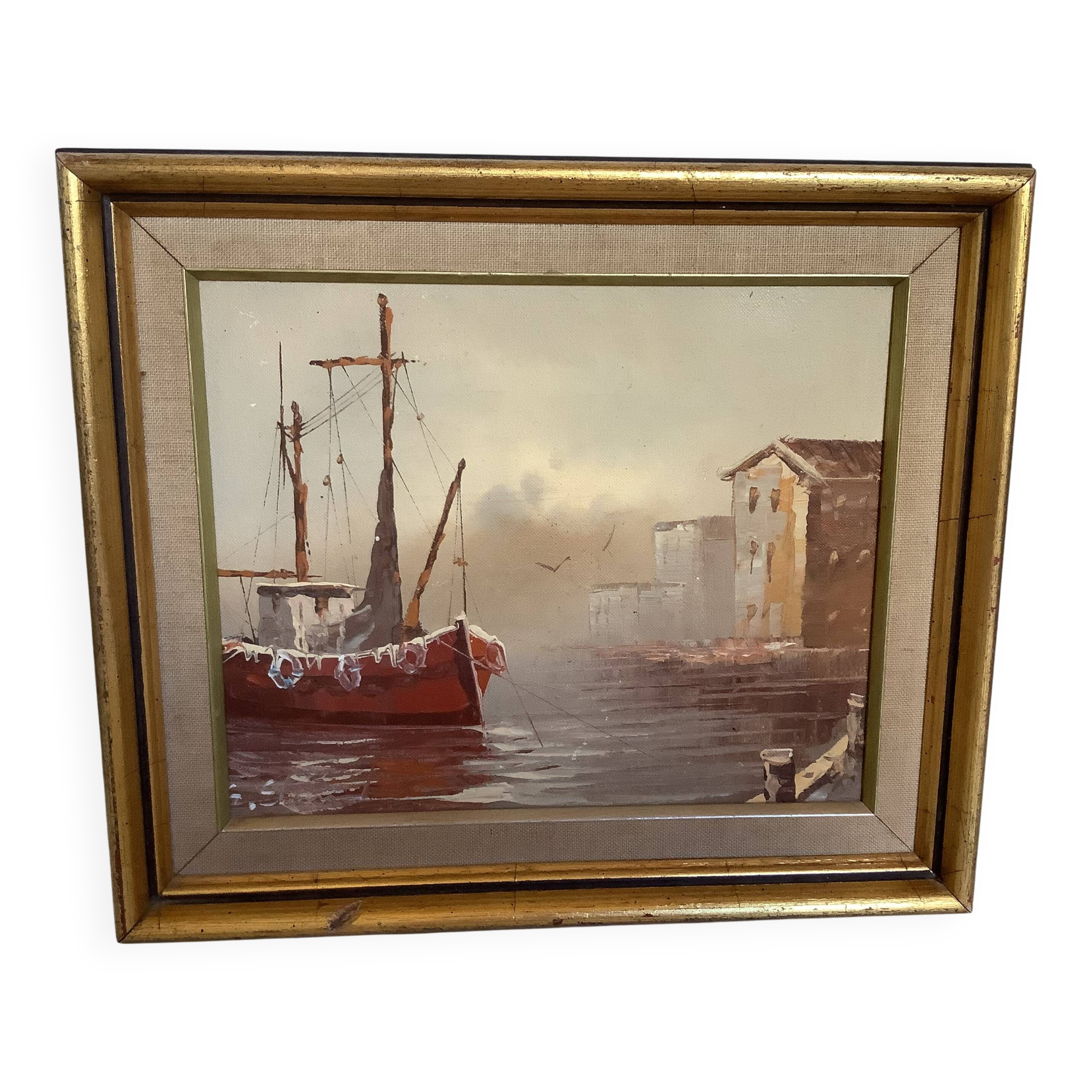 Tableau marine huile sur toile signée
